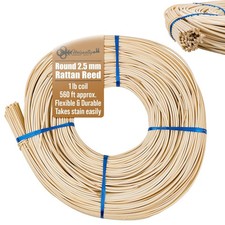 2.5 mm Round Rattan Reed - 1 Pound Coil - Basket Weaving, mm, Natural
