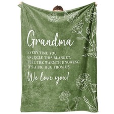 Grandma Floral Blanket 50x60 Inch Grass Green Birthday Mother's Day Gift