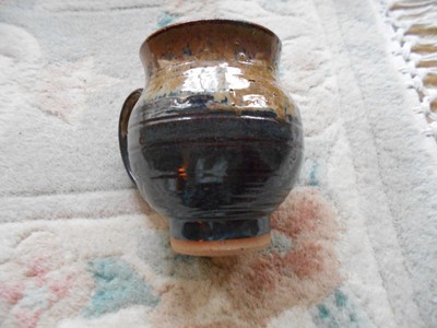 Handmade Studio Pottery Mug Signed Blue Glaze