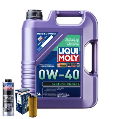Motoröl 0W40 LIQUI MOLY Synthoil Energy 5L+BOSCH Ölfilter +Spülung