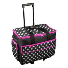 Sewing Machine Trolley Bag Black and White Spot with Pink Trim - 53 x 41 x 29cm
