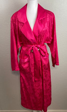 Vtg VICTORIA'S SECRET Gold Label Pink Floral Paisley Embossed Satin Robe Small