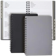 Durable Password Book with Ruled Pages - 2-Pack, Great for Notes & Security