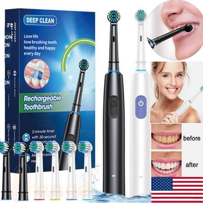 Pro Rotating Electric Toothbrush Rechargeable With 4 Brush Heads 5 Modes Timer