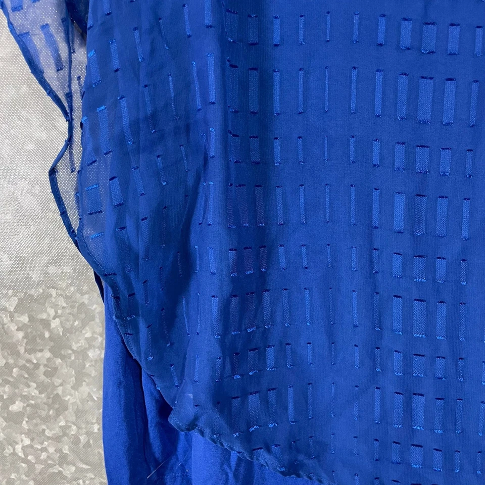 Blusa Alyx Azul Negrito Estilo Kaftan Assimétrica Transparente - Tamanho 3X - Feminina Plus Size - Imagem 3 de 4