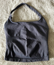 Women's Gray Halter Wireless Sports Bra Knit Pullover S Medium Support Stretch