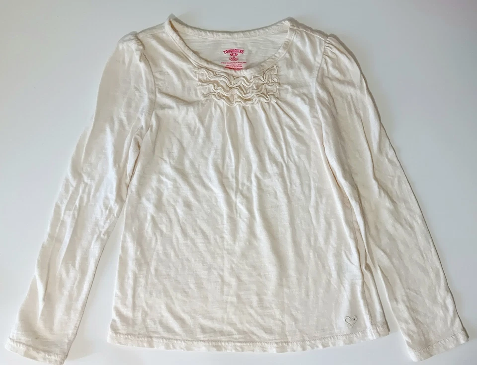 Conjunto de blusa floral crema manga larga con volantes para niñas - talla 6X Foto 2 de 4