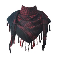 Black and Red Keffiyeh Tactical Head Neck Scarf Soft Cotton 43x41 Inches