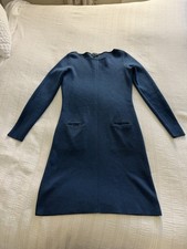 Claudia Strater Teal Blue 100% Merino Wool Knit Dress Size 38 UK 10 FLAWS