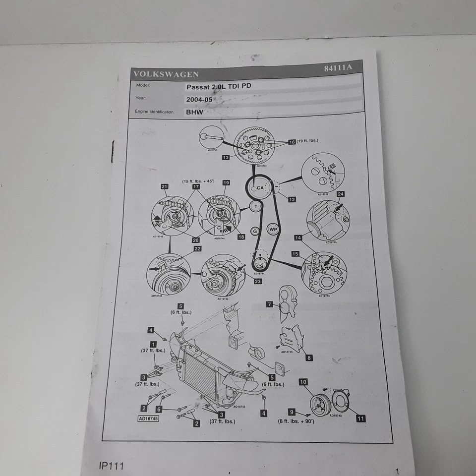 Engine Timing Belt Kit w/ Water Pump Fits Volkswagen Jetta Passat Golf 2004-2006 - Image 4 of 4