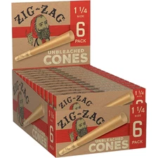 Zig Zag Cones 1.25" Unbleached | 6-Pack Cones | 24CT Display Box