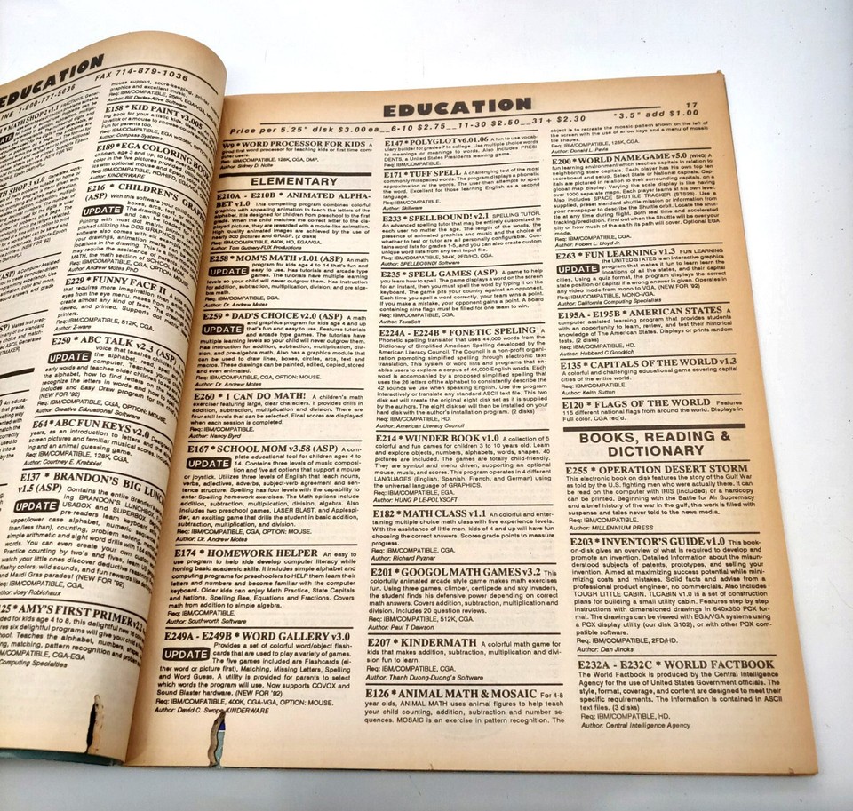 Vintage 1992 Spring CWI Shareware Products Catalog and Reference Guide ...