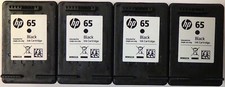 Lot of 4 Empty HP 65 Hewlett Packard Black Ink Cartridges  Never Been Refilled