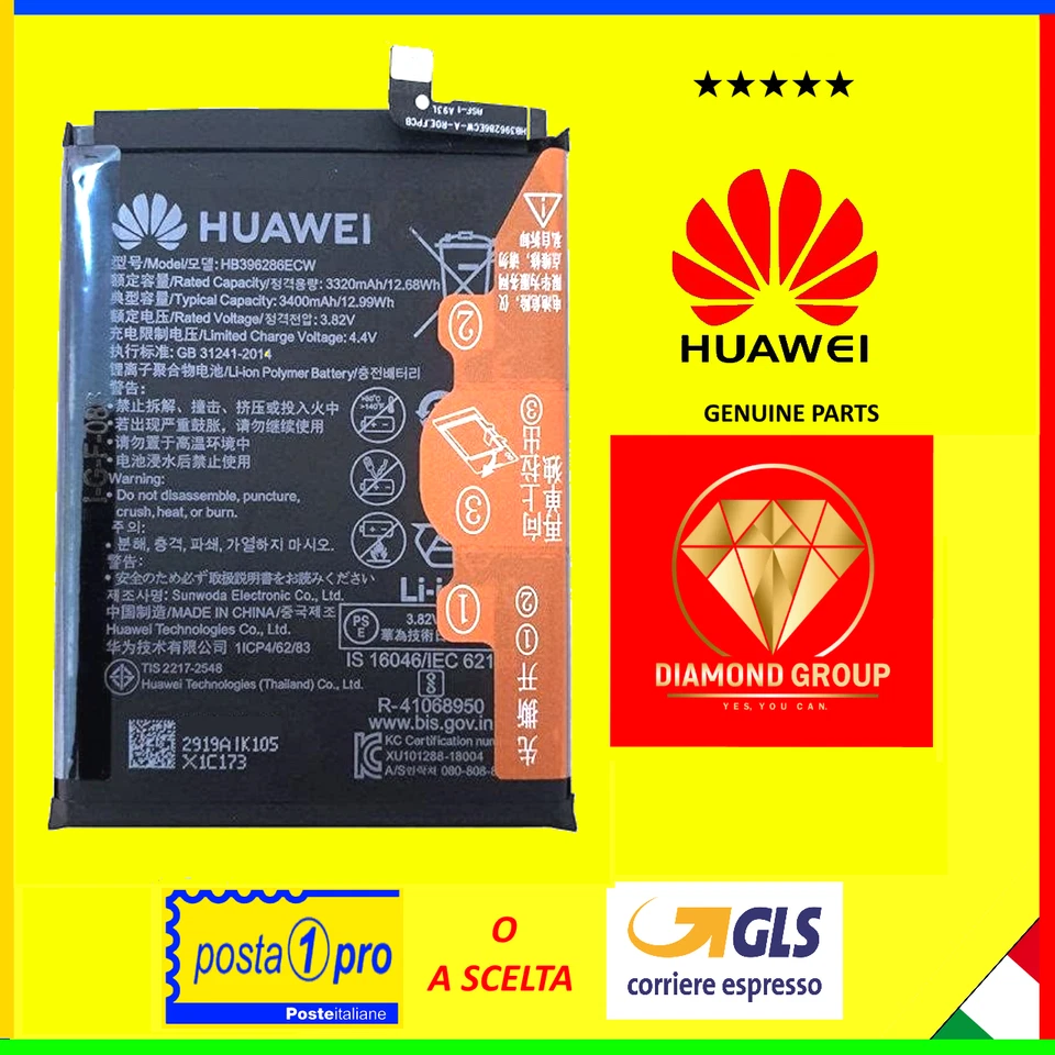 BATTERIA HUAWEI ORIGINALE HB396286ECW X P SMART 2019 HONOR 10 LITE HRY-LX1 P2025