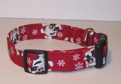 HANDMADE Wet Nose Designs Boston Lovers Christmas Dog Collar Boston Terrier Santa Hat Red