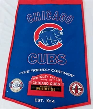 CHICAGO CUBS est 1914 WORLD SERIES CHAMPIONS FRAMED WOOL BANNER Winning Streak
