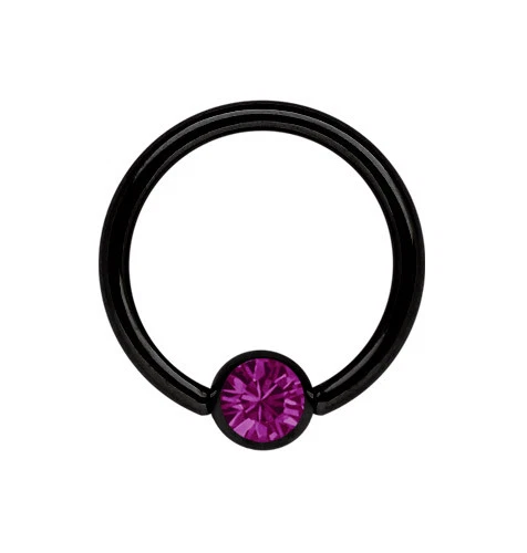 Intim Brust Ohr Piercing Schmuck Ring BCR schwarz 1,2mm mit 5mm Zirkonia Kugel - Bild 1 von 2