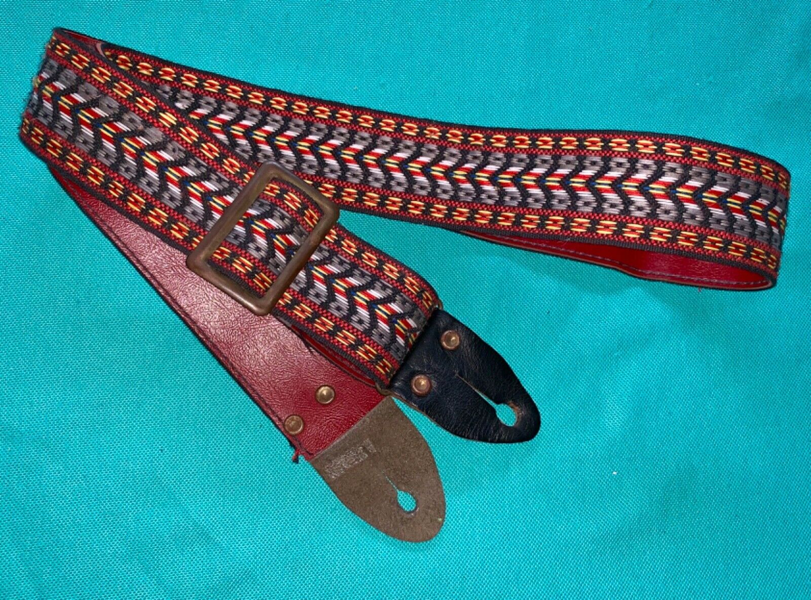 Vtg Ventura Bruno & Son Rare Pattern ACE Style Woven Guitar Strap Made in USA 