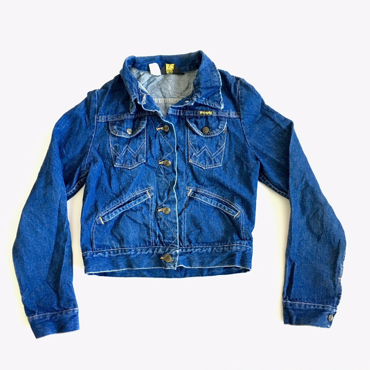 Vintage '80s Wrangler Denim Jean Jacket Women's Blue 14 oz Size 13