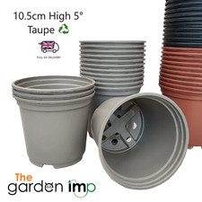 Plant Pots Plastic 10.5cm Round Full Deep Bulb Seed Potting on Flower Pot Taupe