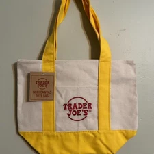 TRADER JOE'S MINI CANVAS TOTE BAG YELLOW Limited Edition NEXT DAY SHIPPING WOW !