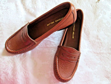ANTONIO MELANI ALL LEATHER CHESTNUT BROWN PEBBLED LEATHER 6.5 DRIVING FLAT SHOES