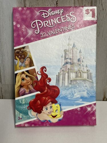 Valentines Disney Princess 32 Cards 8 Designs Ages 3 Up - Picture 1 of 5