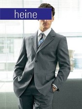 NEU: FISCHGRAT STREIFEN SAKKO 100% SCHURWOLLE L-GR 94/50 HEINE grau 112€ *150771