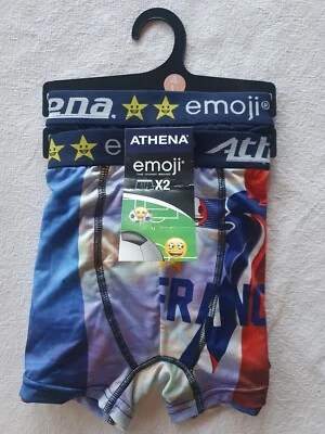 2 boxers Emoji bleu et print euro neufs L marque Athena - Photo 1/4
