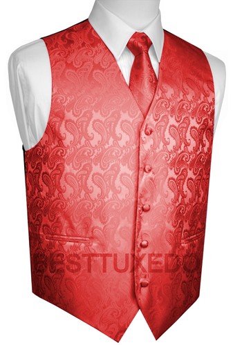 Men's Paisley Tuxedo Vest, Tie and Hankie. Formal Dress Wedding Prom Homecoming - Picture 10 of 65