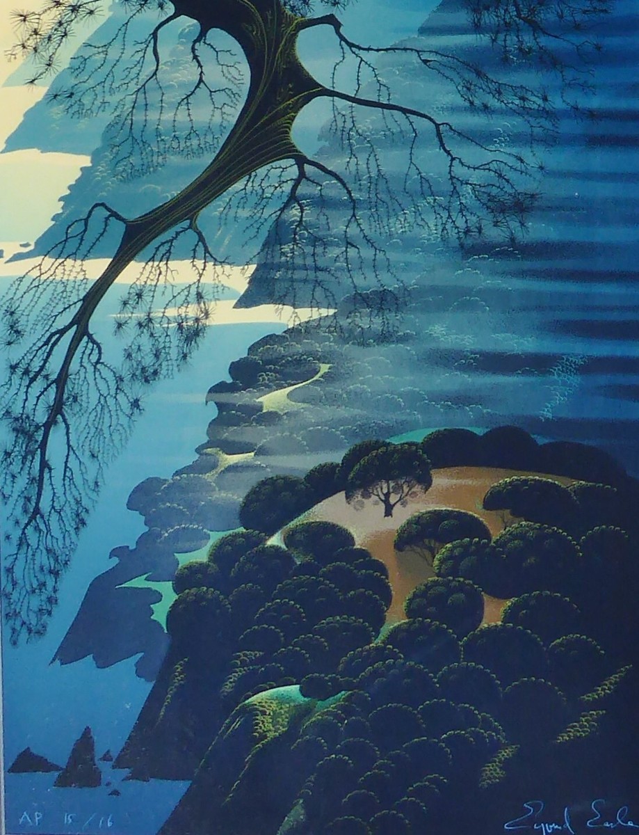 Eyvind Earle MYSTICAL COASTLINE 1987 Nature Hand signed