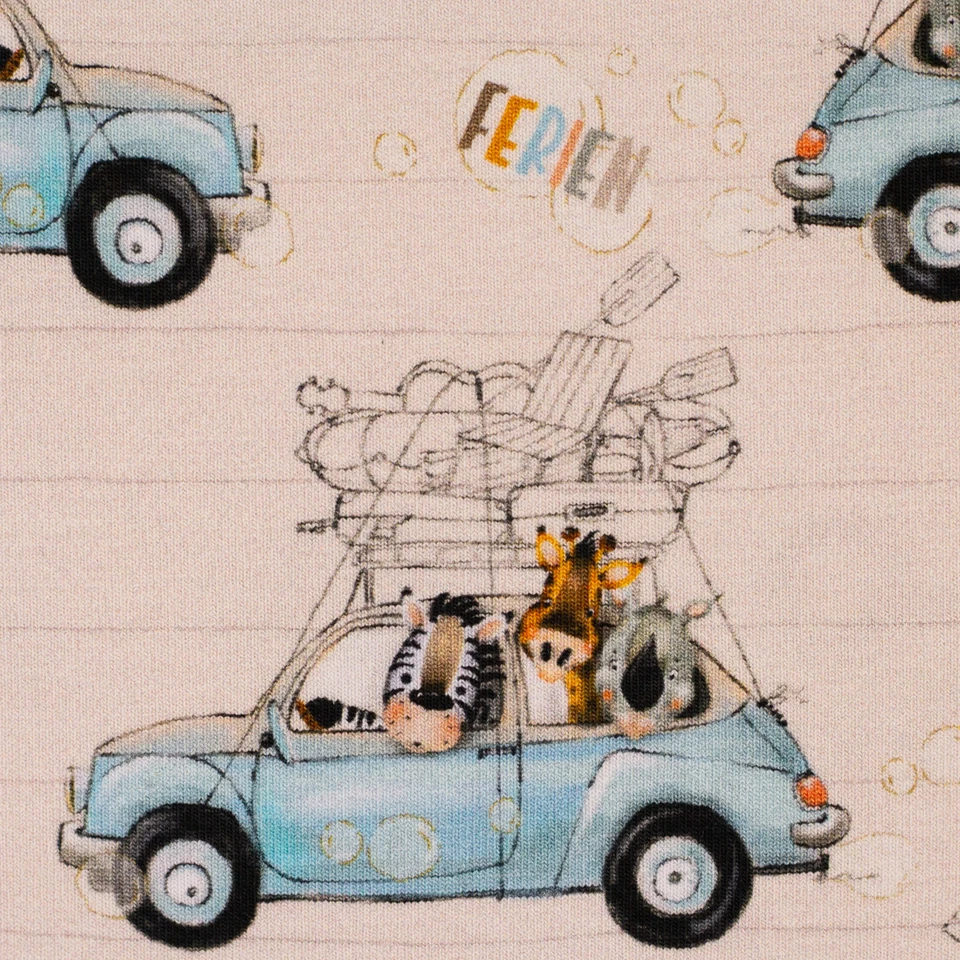 Oeko-Tex Baumwolljersey Swafing Autos / Eichhörnchen 50 x 150 cm - Bild 2 von 4