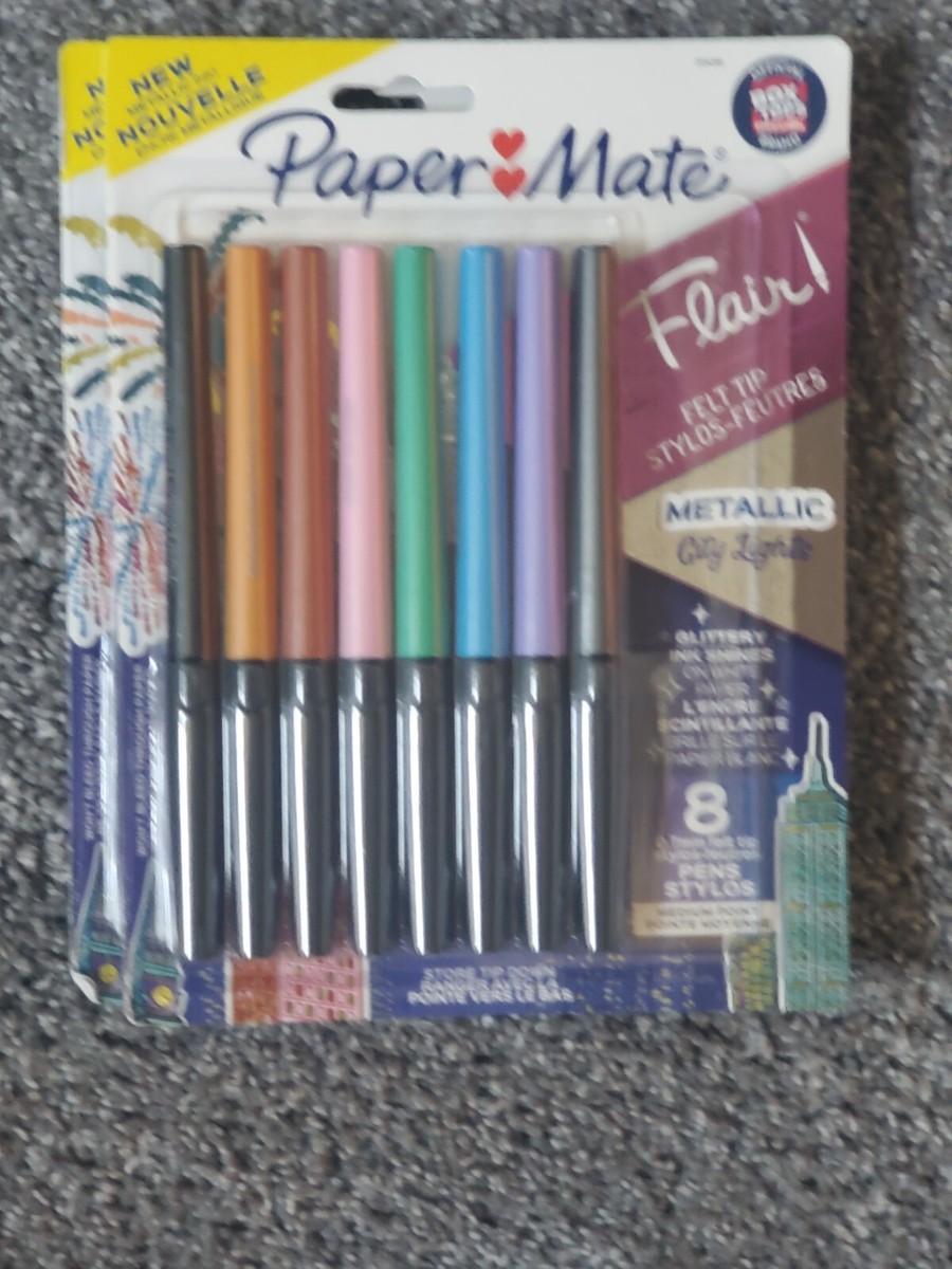 Paper Mate Flair Felt Tip Pens, Metallic City Lights 8ct