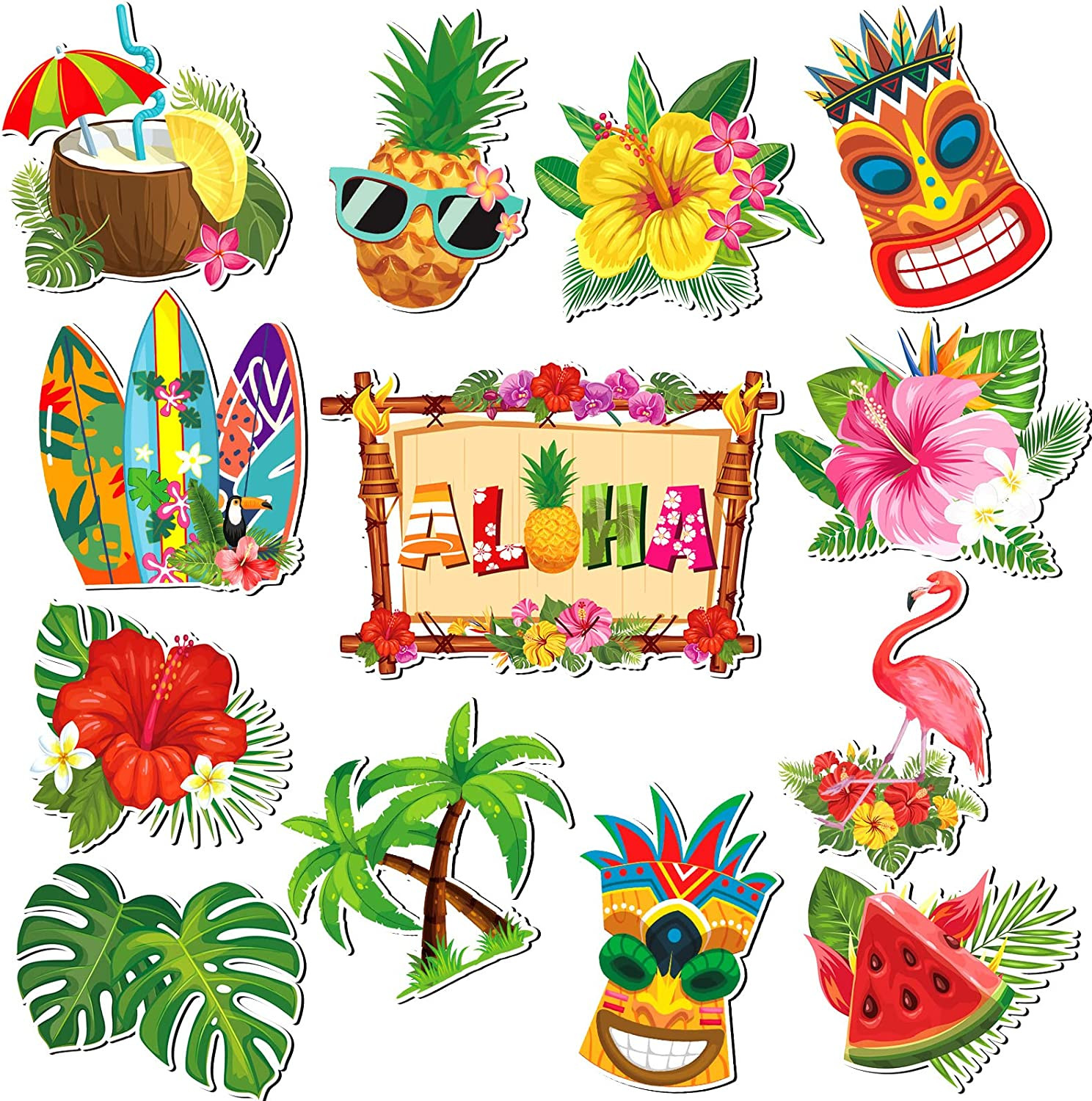 13 Pcs Summer Beach Car Door Magnets Pineapple Palm Tree Flamingo Tropical New