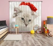 3D Snowflake Cat ZHUA3601 Animal Photo Curtain Window Blockout Fabric Amy 2023