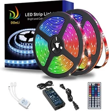 32.8 Feet RGB Waterproof LED Strip Light SMD 44 Key Remote 12V DC Power Kit 505