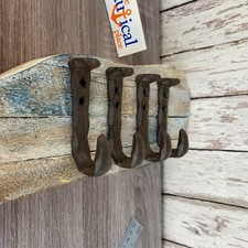 4 x Hand Forged Cast Iron J Hooks - Wall Towel Hanger - Coat, Hat, Key Rack