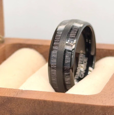 Unique Wood Ring Double Dark Gray Charcoal Wood Wedding Band Christmas Gift Men
