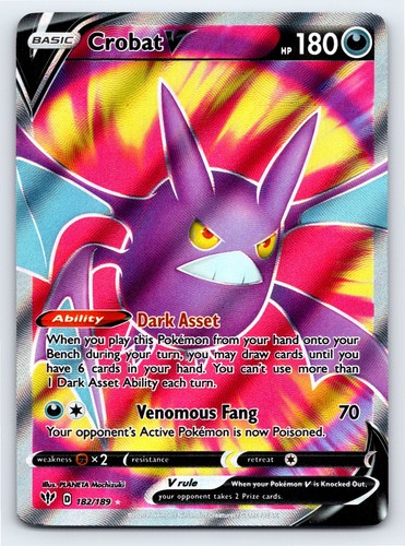 Crobat V 182/189 Full Art Darkness Ablaze Pokemon Card - NM Near Mint