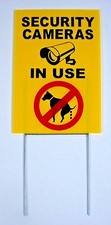 SECURITY CAMERAS IN USE - NO DOG POOP 8"X12" Plastic Coroplast Sign w/Stake y