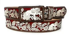 MEN'S WESTERN LEATHER BELT. COWBOY RODEO BELT. CINTO VAQUERO CINTO CHARRO LASER