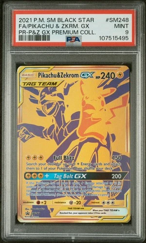 2021 POKEMON SM BLACK STAR PROMO #SM248 FULL ART/PIKACHU & ZEKROM GX PSA 9