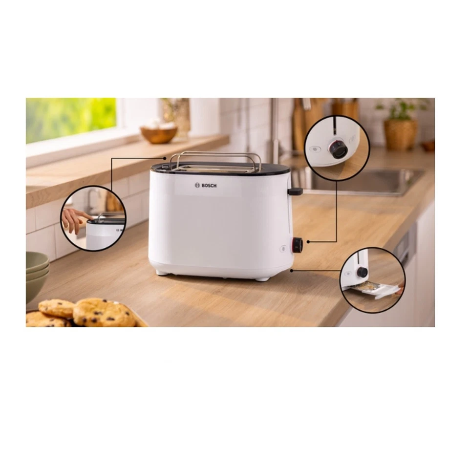 bosch grille-pains 2 fentes 950w blanc TAT2M121 mymoment - Photo 2/2