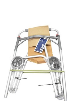 Drive Foldable Walking Frame 2 Wheel Adjustable Height Silver 5in 10244-4