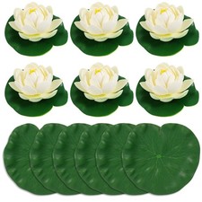 12 Pcs Lotus Simulation Flowers Leaf Arti…