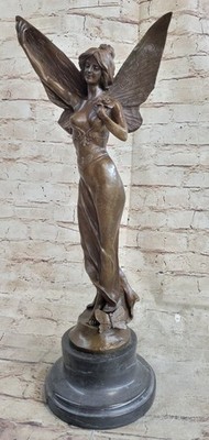Unique Cupid Garden Statue in Bronze with Marble Base, Classic Hand Made Deal NR