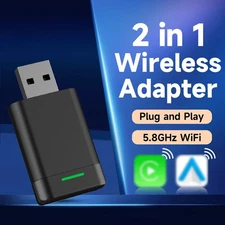 2in1 Wireless CarPlay Adapter Android Auto Car Auto Navigation Player USB Dongle