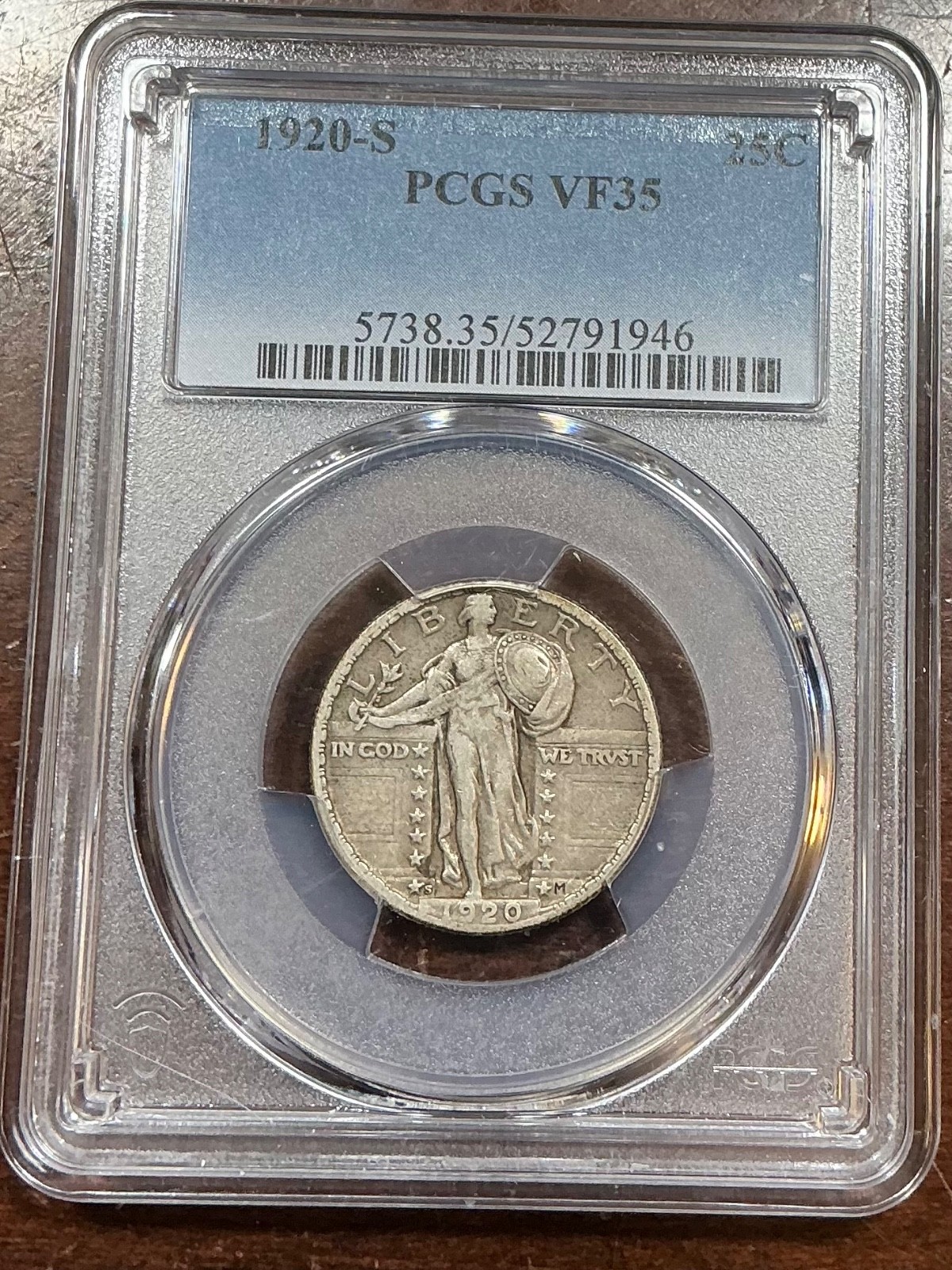 PCGS VF35 1920 S STANDING LIBERTY QUARTER PERFECT FOR THE GRADE
