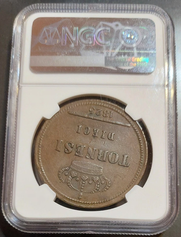 1825 Naples & Sicily ITALY Italian States 10 Tornesi NGC Choice VF35 Full Grade - Image 2 of 2