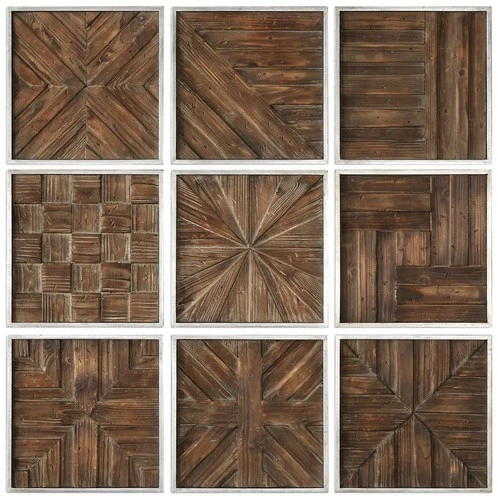 Uttermost Bryndle 12 1/2" Square 9-Piece Wood Wall Art Set - Picture 2 of 4